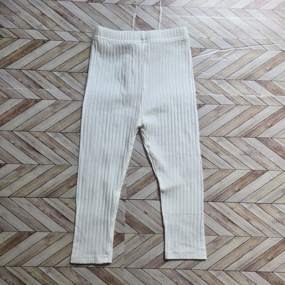 Baby Girl Bootcut Ribbed White Legging Cotton Blend Slim Fit Pant Bottom 6-9M